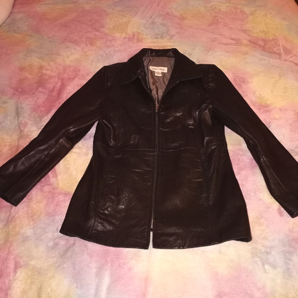 Medium Boston Harbor Black 100% Leather Jacket Coat